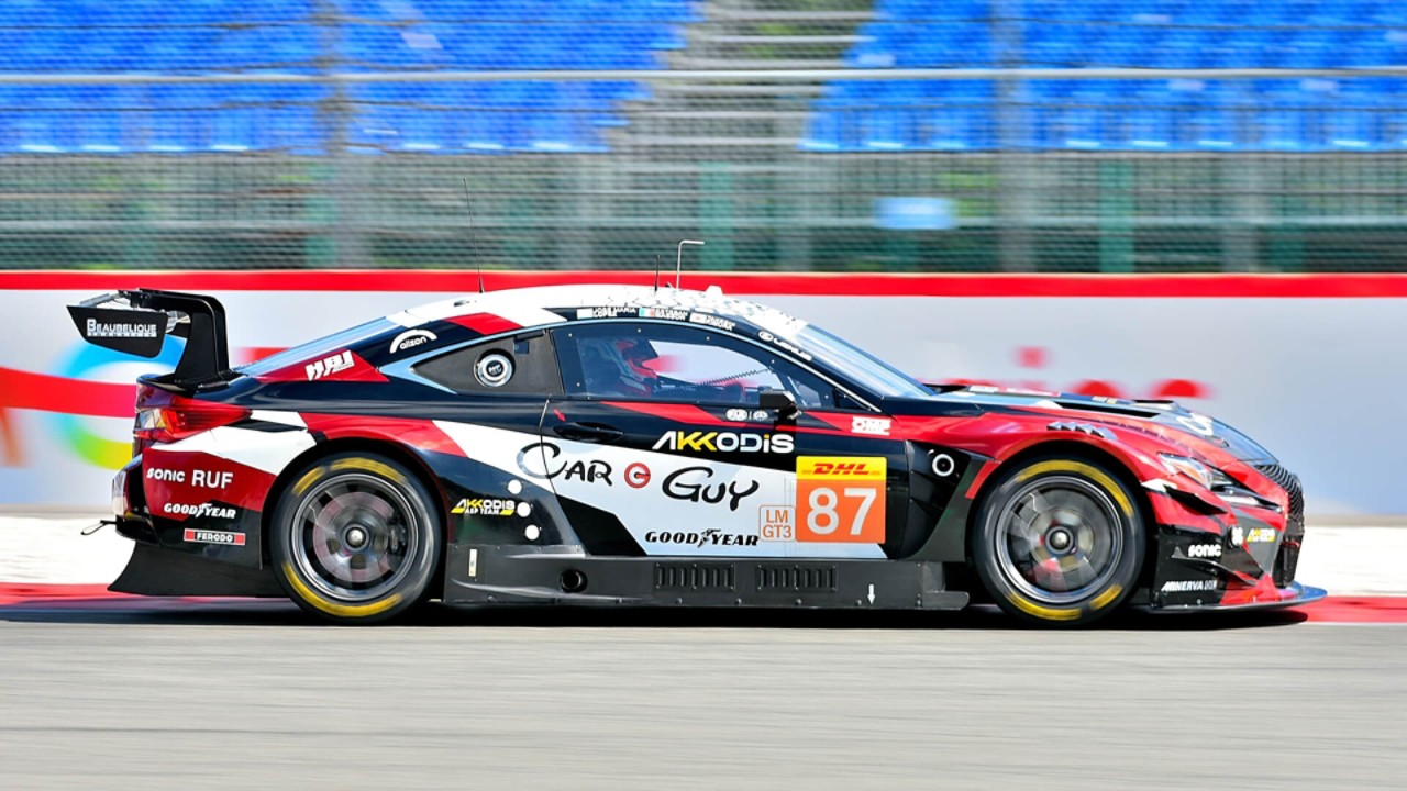 Side of a Lexus RC F GT3 on a race track